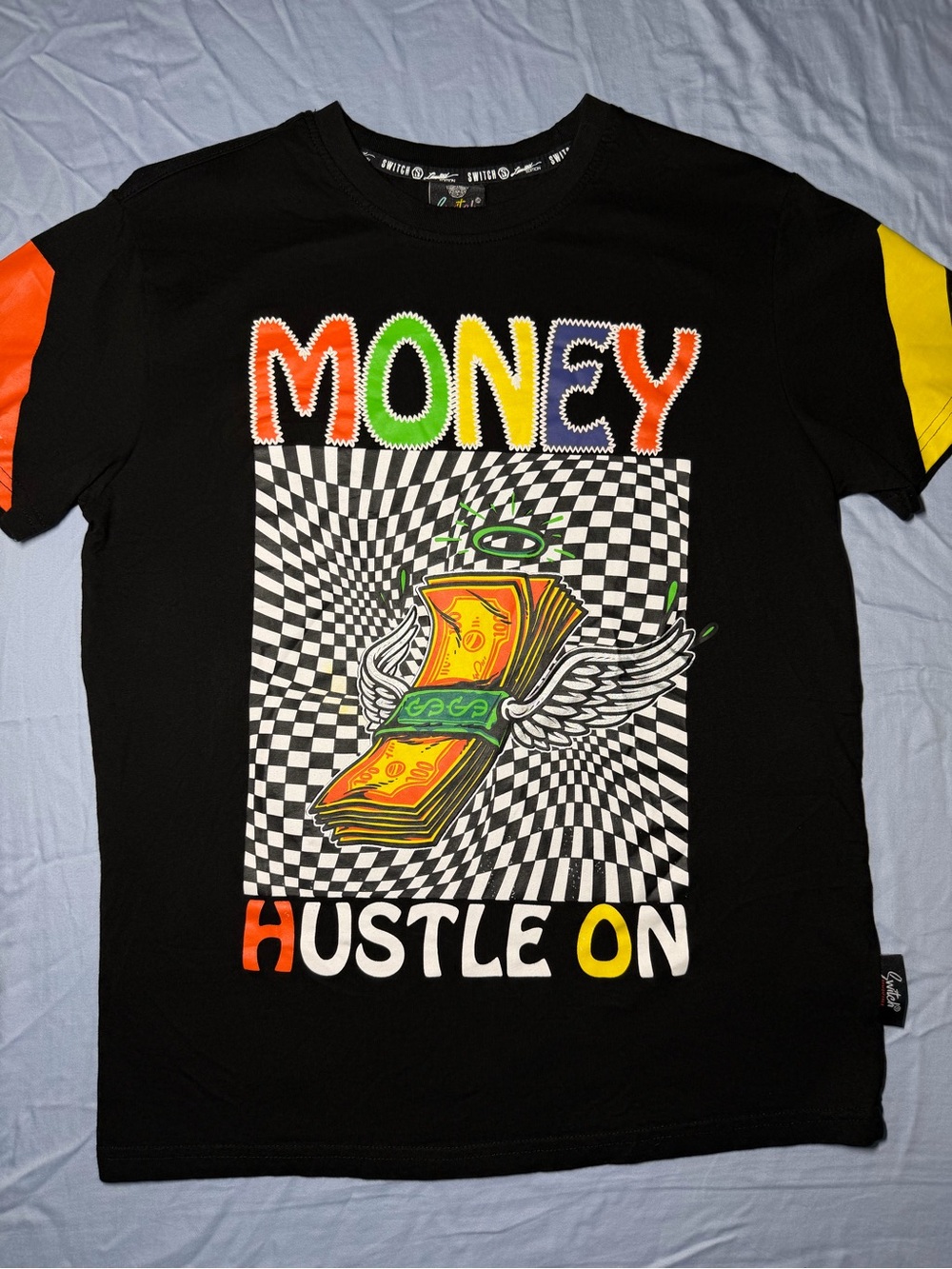 Money Hustle On Graphic Tee - Black